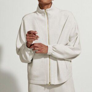 Varley Cream Zip-Up Sweatshirt with Gold Hardware